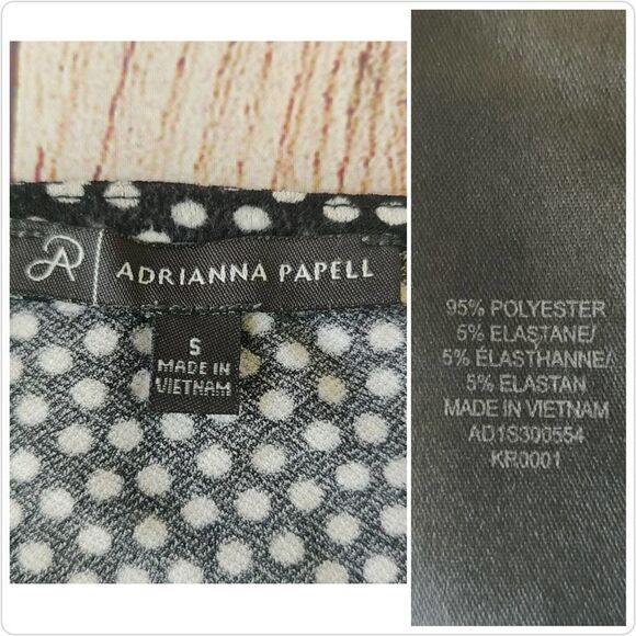 Adrianna Papell polka dot crew neck double flutter top sz S - Picture 7 of 10